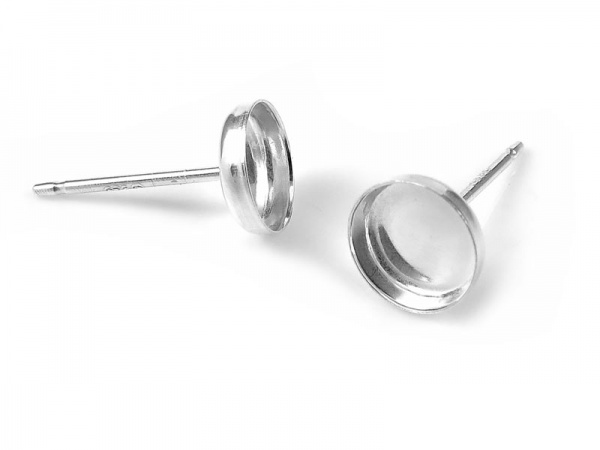 Sterling Silver Round Bezel Cup Ear Stud 5mm ~ PAIR