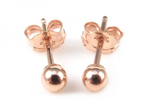 Rose Gold Filled Ball Ear Studs 4mm ~ PAIR