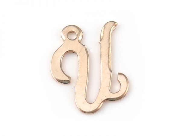 Gold Filled Alphabet Charm 11mm ~ U