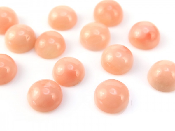 Light Pink Round Coral Cabochon ~ Various Sizes