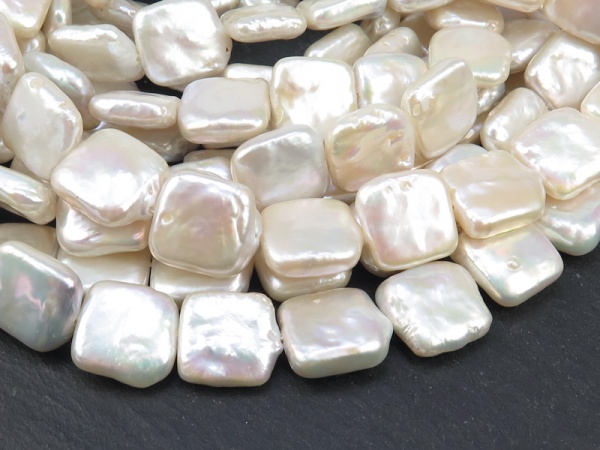 Freshwater Pearl Ivory Square Beads 12mm ~ 16'' Strand