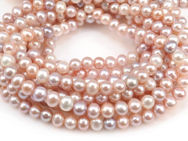 Freshwater Pearl Mixed Colour Potato Beads 7mm ~ 16'' Strand