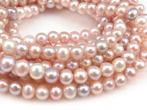 Freshwater Pearl Mixed Colour Potato Beads 7mm ~ 16'' Strand