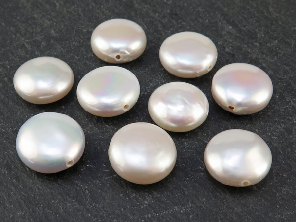 Freshwater Pearl Coin 11-12mm ~ Half Drilled ~ SINGLE