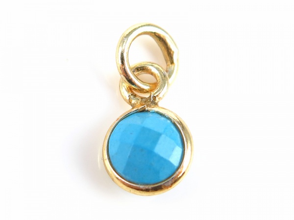 Gold Vermeil Turquoise Round Charm 6mm
