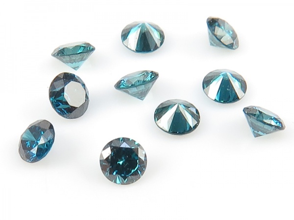 Teal Blue Diamond Faceted Round ~ Various Sizes