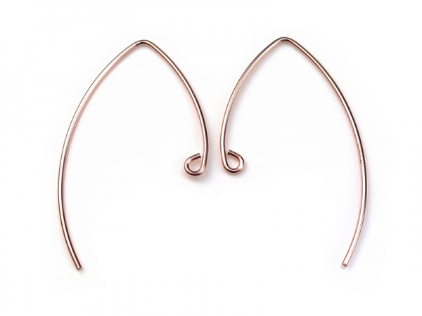 Rose Gold Filled V Shape Ear Wire 34mm~ PAIR