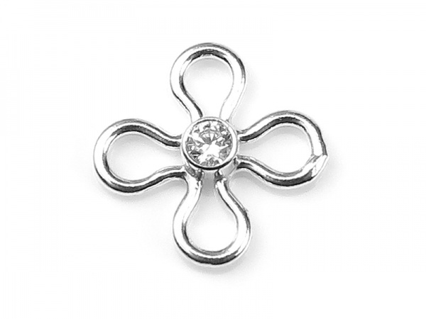 Sterling Silver Flower Connector with CZ 10mm