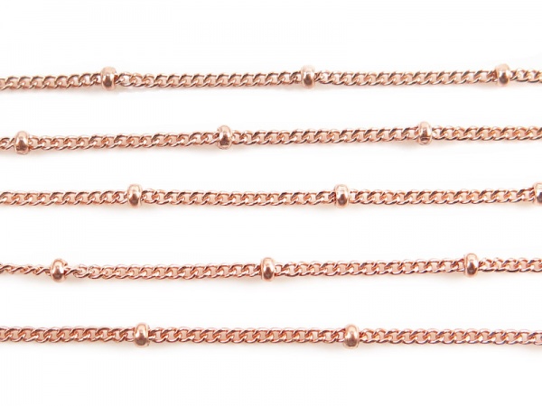 Rose Gold Filled Satellite Chain 1.5 x 1.2mm (16mm ball spacing)  ~ by the Foot