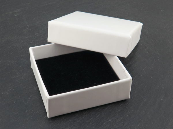 Earring/Pendant Box with Foam Insert ~ White ~ 55mm x 55mm
