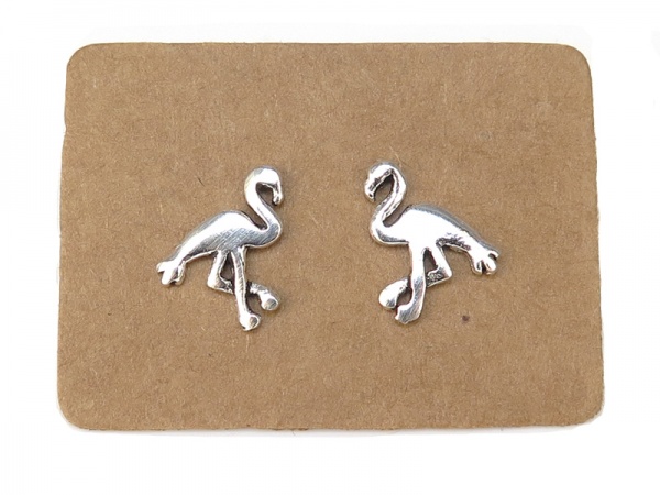 Sterling Silver Flamingo Ear Studs 11mm ~ PAIR