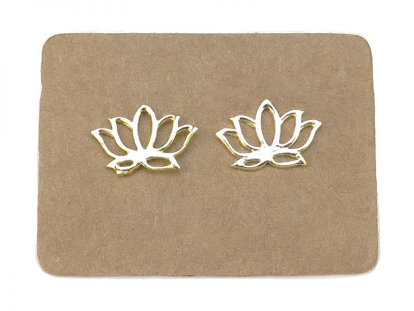 Gold Plated Sterling Silver Lotus Ear Studs ~ PAIR