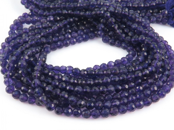 AA Amethyst Faceted Round Beads 4.5mm ~ 12.5'' Strand