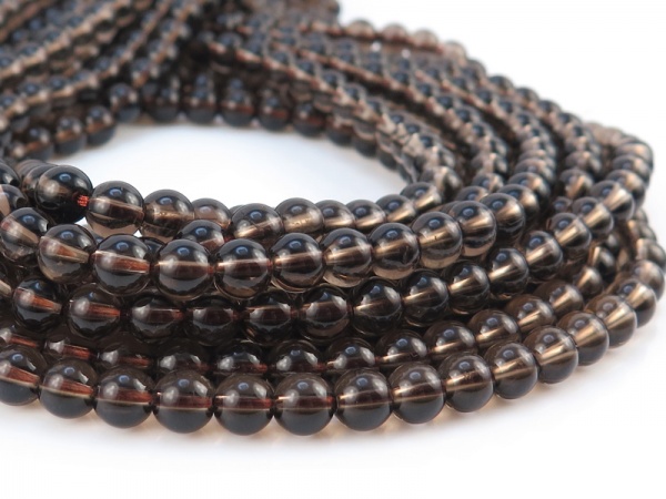 AA Smoky Quartz Smooth Round Beads ~ Various Sizes ~ 15.5'' Strand