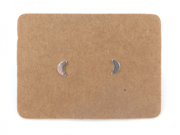 Sterling Silver Little Crescent Moon Ear Studs  ~ PAIR