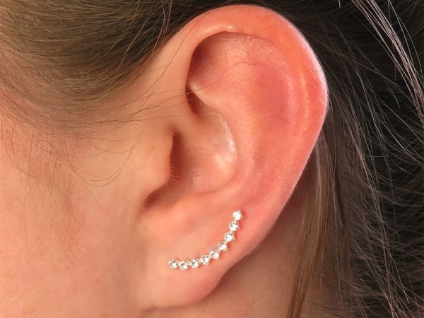Sterling Silver CZ Ear Crawlers ~ PAIR