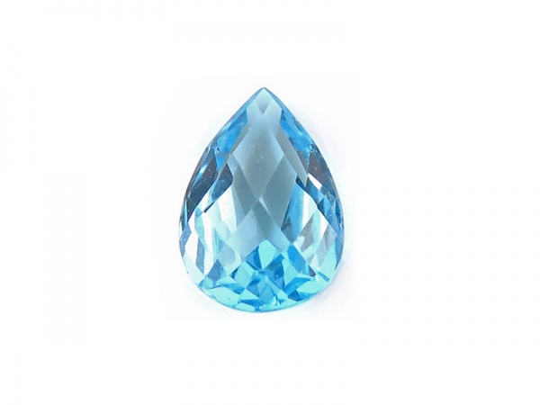 Sky Blue Topaz Double Sided Faceted Pear 12mm x 8mm