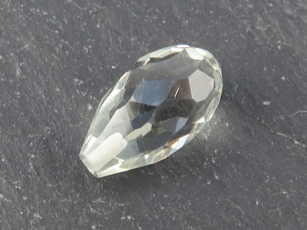 Green Amethyst Faceted Teardrop ~ Half Drilled ~ 14mm x 8mm