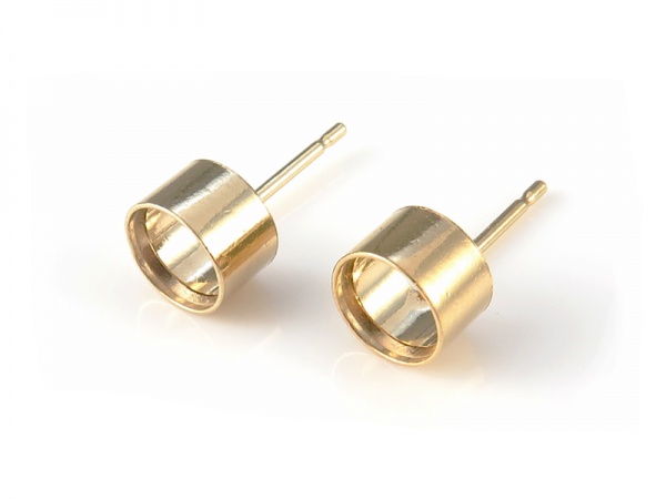 Gold Filled Tube Bezel Setting Ear Post 5mm ~ PAIR
