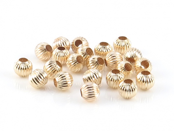 14K Gold Corrugated Bead 3mm