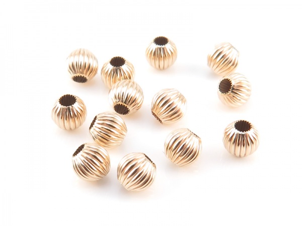 14K Gold Corrugated Bead 4mm