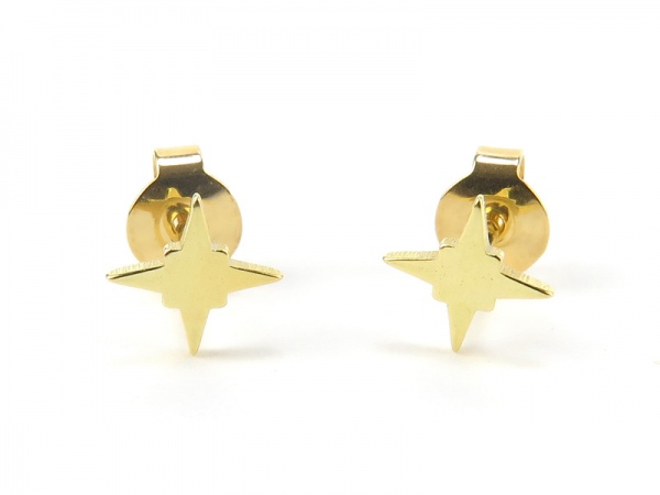 Gold Plated Silver Pole Star Ear Studs  ~ PAIR