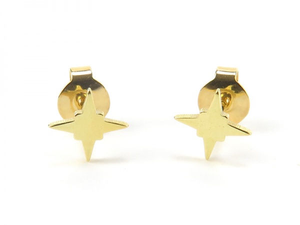 Gold Vermeil Pole Star Ear Studs  ~ PAIR