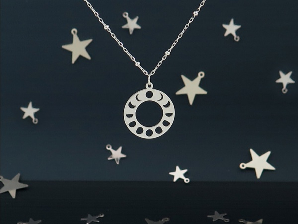 Sterling Silver Lunar Cycle Pendant 16mm
