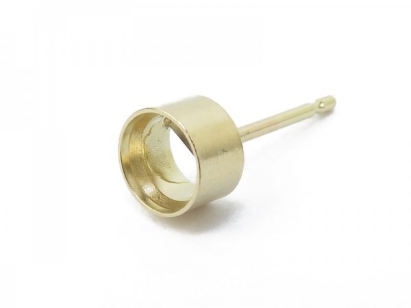 14K Gold Ear Tube Bezel Setting Ear Post 4mm