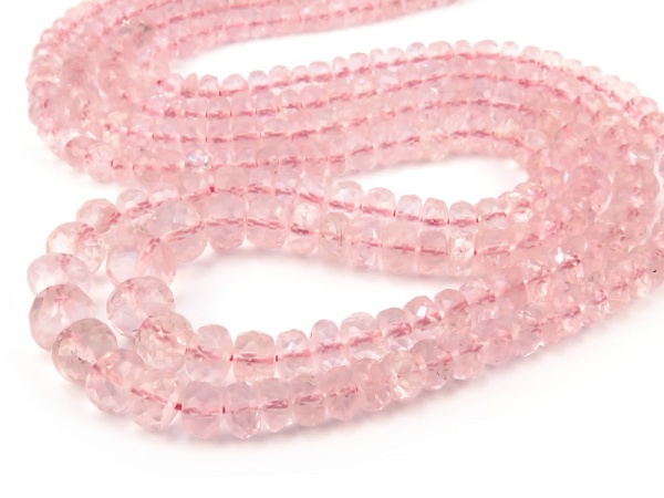 AA+ Morganite Faceted Rondelles 4-6mm ~ 16'' Strand