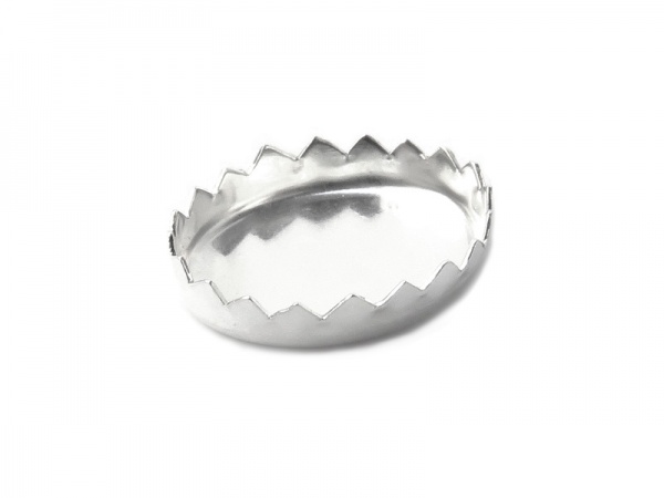 Sterling Silver Serrated Oval Bezel Cup Setting 10mm x 8mm