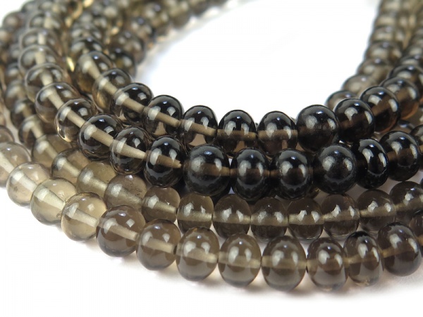 AAA Smoky Quartz Smooth Rondelles 5mm ~ 8'' Strand