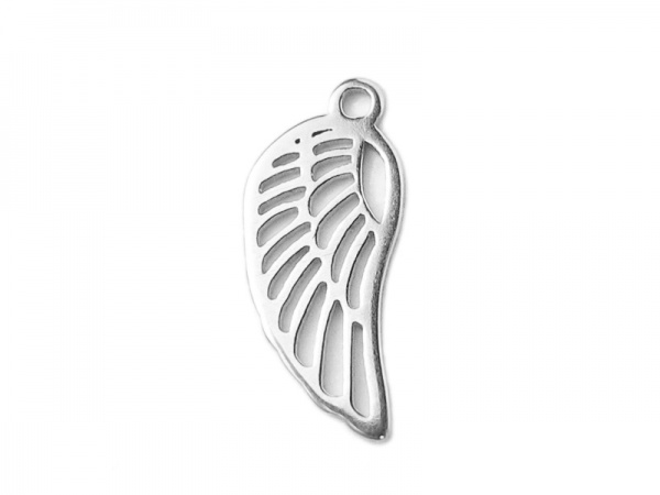 Tiny Textured Angel Wing Charm Necklace In Sterling Silver - Hypoallergenic Gift - View #9