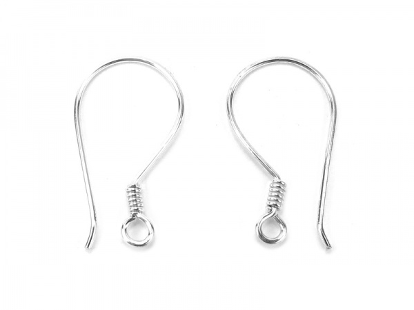 Sterling Silver Coil Ear Wire 20mm ~ PAIR