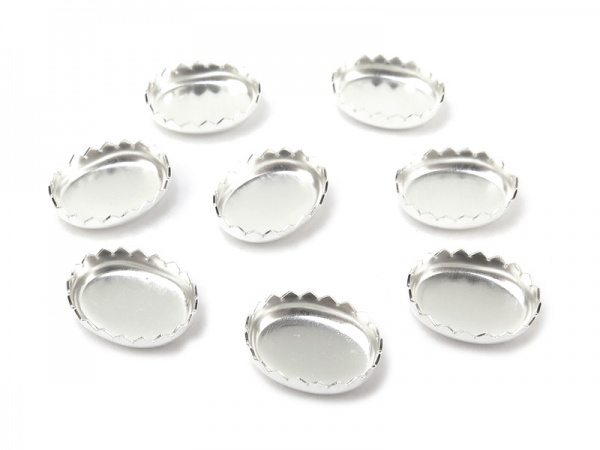 Sterling Silver Serrated Oval Bezel Cup Setting 8mm x 6mm