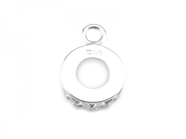 Sterling Silver Gallery Wire Round Bezel Pendant 8mm