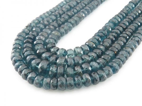 AA+ Teal Kyanite Micro-Faceted Rondelles 3.5-5mm ~ 17'' Strand