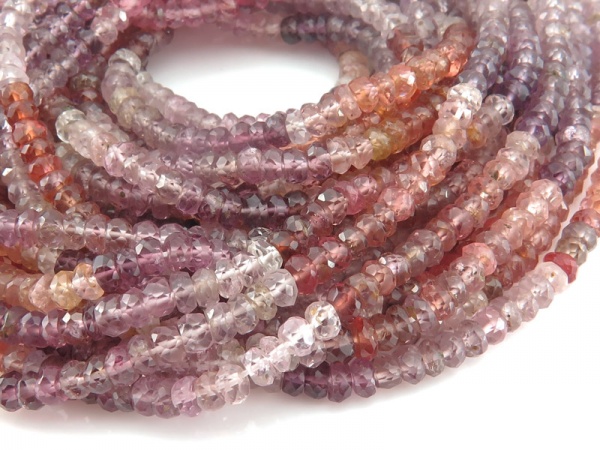 AA Multi Spinel Micro-Faceted Rondelles 3.25mm ~ 13'' Strand
