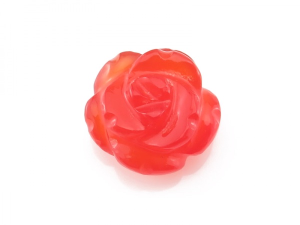 AAA Carnelian Carved Flower 15mm ~ Half Drilled ~ SINGLE