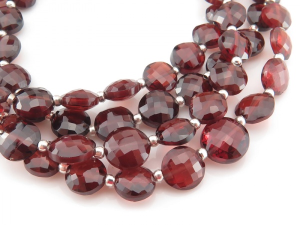 AA+ Rhodolite Garnet Faceted Coin Beads 5-6mm ~ 9'' Strand