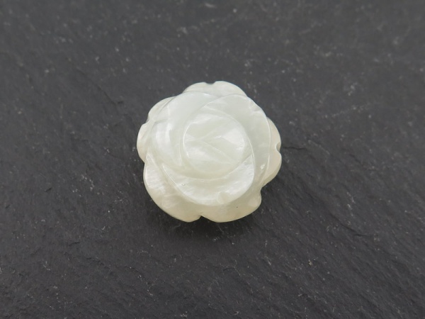AAA White Moonstone Carved Flower ~ SINGLE ~ Half Drilled