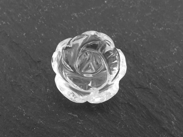 AAA Crystal Quartz Carved Flower 18mm ~ Half Drilled ~ SINGLE