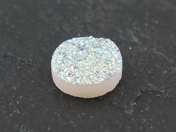 White Druzy Round Cabochon 8mm