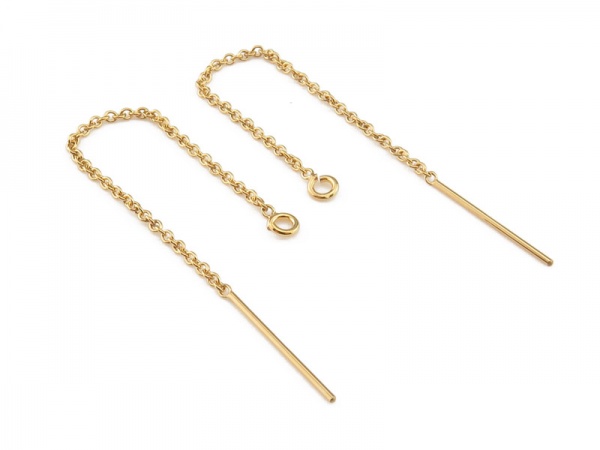 Gold Filled Ear Threader (Shorter) with Ring ~ PAIR