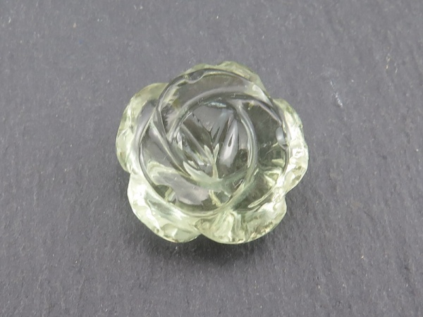 AAA Green Amethyst Carved Flower ~ Half Drilled ~ 16mm