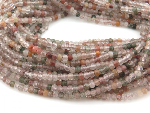 AAA Multi Rutilated Quartz Faceted Round Beads 3mm ~ 12.5'' Strand