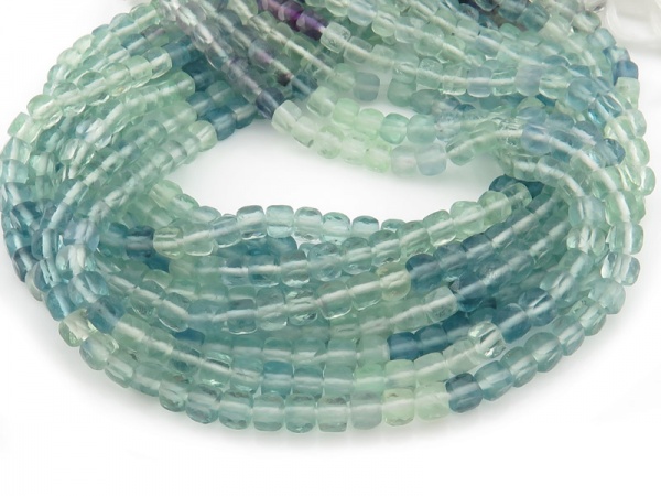 AAA Fluorite Faceted Cube Beads 4mm ~ 12.5'' Strand