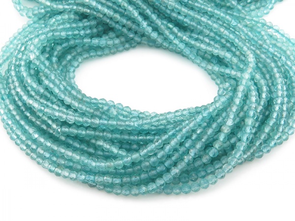AA+ Ocean Apatite Micro-Faceted Round Beads 3.5mm ~ 12.5'' Strand