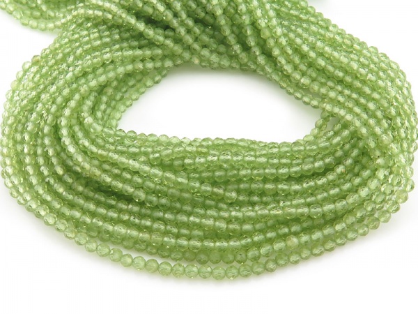 AAA Peridot Micro-Faceted Round Beads 3.25mm ~ 12.5'' Strand