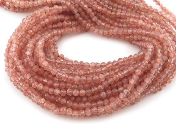 AAA Sunstone Micro-Faceted Round Beads 3mm ~ 12.5'' Strand